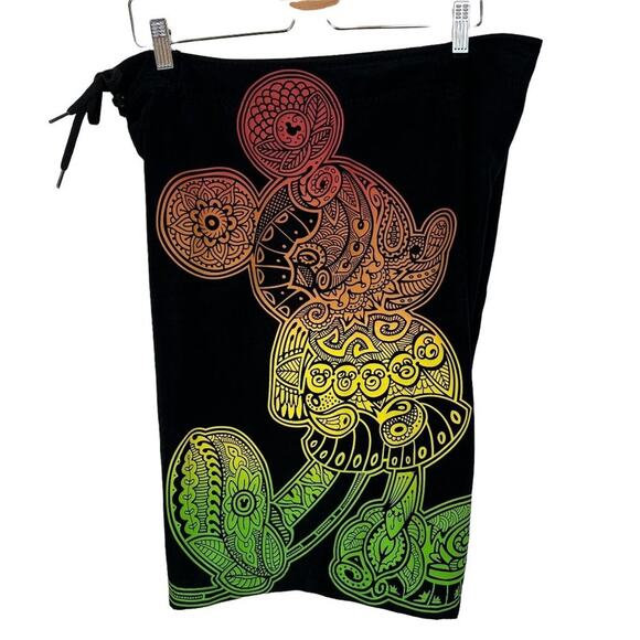 Disneyland Parks Mickey Mouse Swim Sz 36 Embellished Tribal Print Board Shorts - Picture 1 of 7